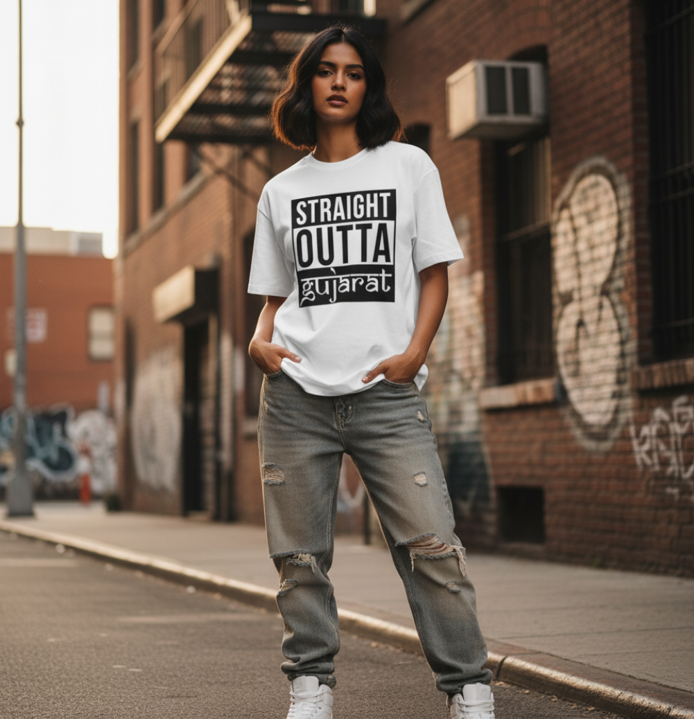 Straight Outta Gujarat T-Shirt White