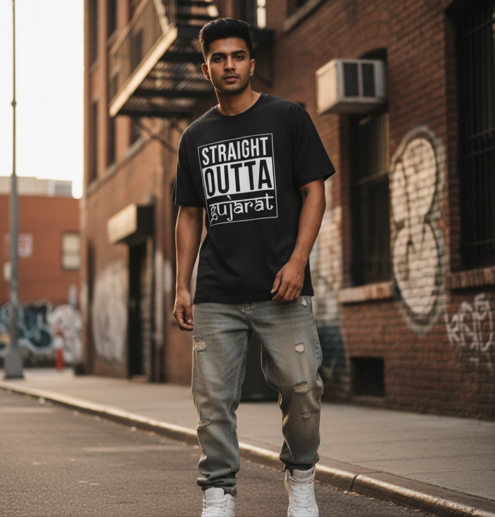 Straight Outta Gujarat T-Shirt Black